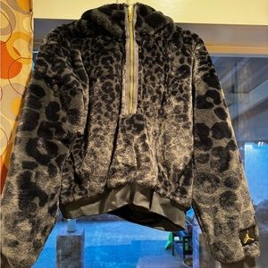 Jordan court to runway fleece leopard faux